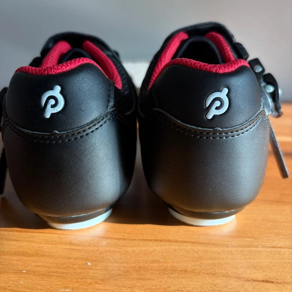 Peloton Cycling Shoes Black Red Indoor Bike Shoes with Cleats Size 38 Mens 5 W 7